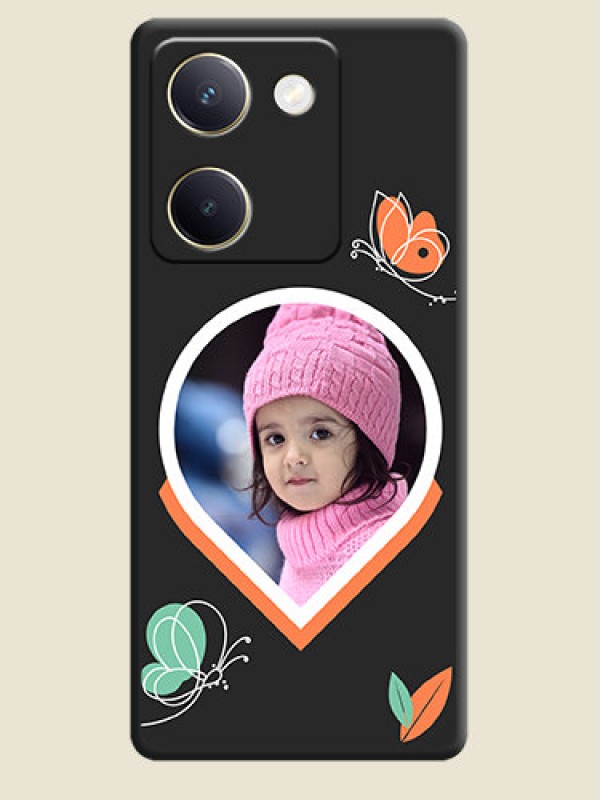 Custom Upload Pic With Simple Butterly Design On Space Black Custom Soft Matte Mobile Back Cover - Vivo Y200 Pro 5G