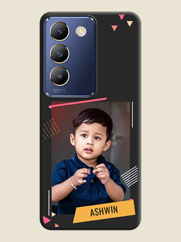 Custom Photo Frame with Triangle Small Dots - Photo on Space Black Soft Matte Back Cover - Vivo Y200E 5G