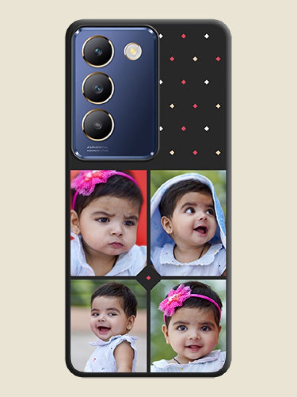 Custom Multicolor Dotted Pattern with 4 Image Holder on Space Black Custom Soft Matte Phone Cases - Vivo Y200E 5G