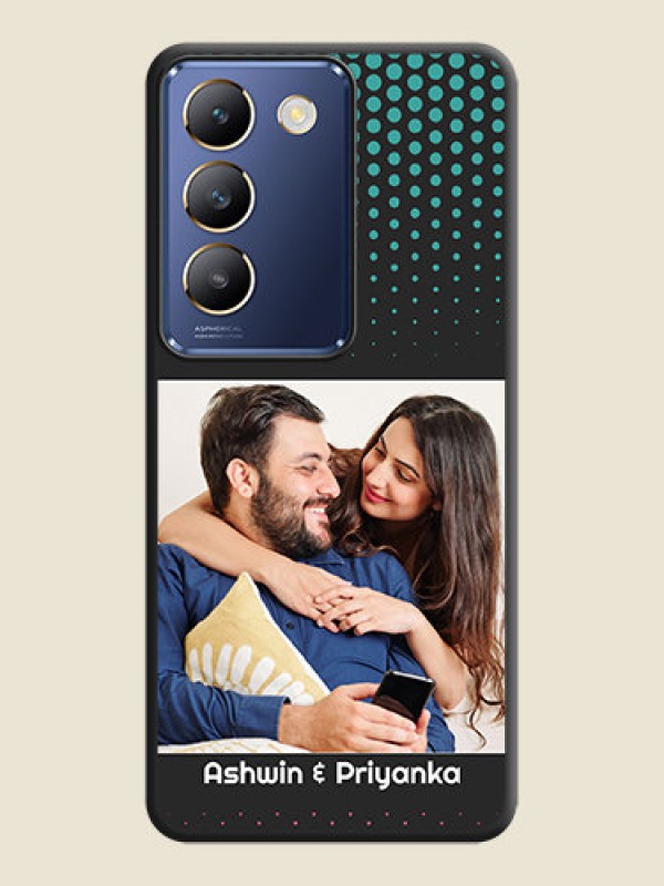 Custom Faded Dots with Grunge Photo Frame and Text on Space Black Custom Soft Matte Phone Cases - Vivo Y200E 5G