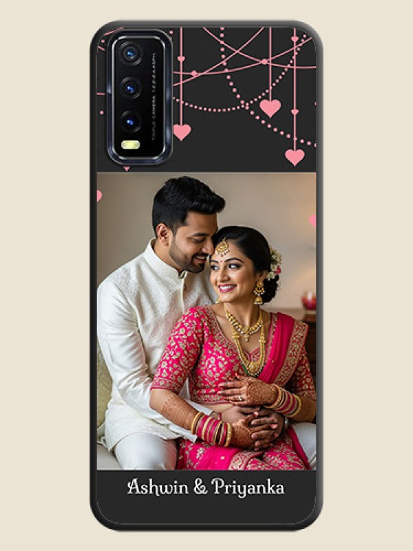 Custom Pink Love Hangings with Text on Space Black Custom Soft Matte Back Cover - Vivo Y20A
