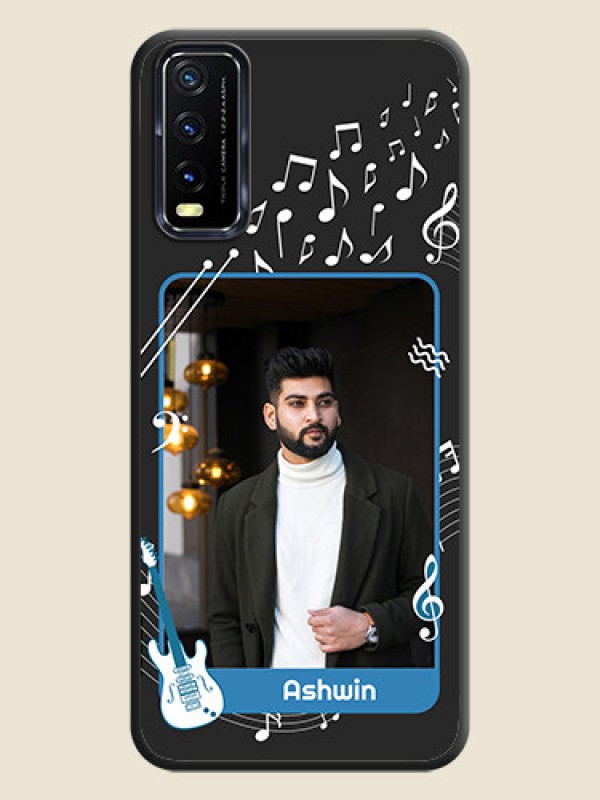 Custom Musical Theme Design with Text on Photo on Space Black Soft Matte Mobile Case - Vivo Y20A