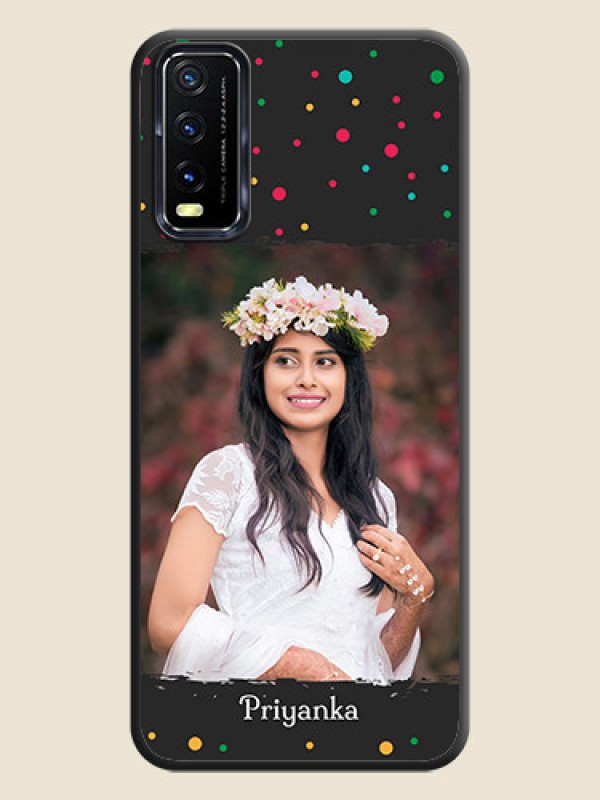 Custom Multicolor Dotted Pattern with Text on Space Black Custom Soft Matte Phone Back Cover - Vivo Y20A