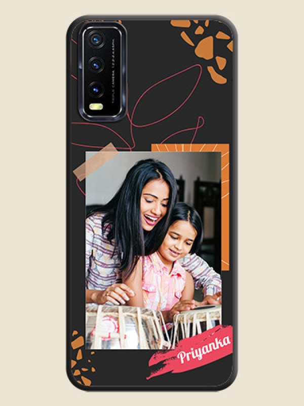 Custom Orange Photo Frame on Space Black Custom Soft Matte Phone Back Cover - Vivo Y20A