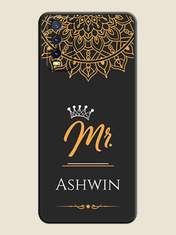 Custom Mr Name with Floral Design  on Personalised Space Black Soft Matte Cases - Vivo Y20G