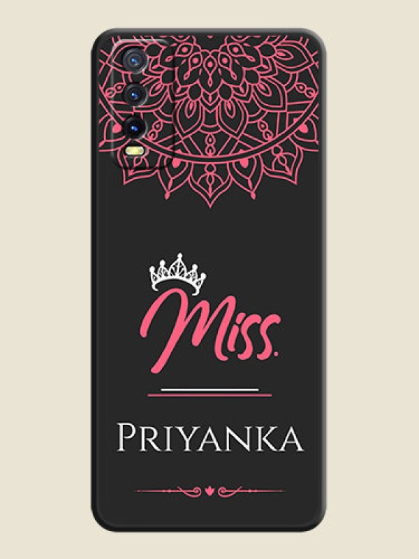 Custom Mrs Name with Floral Design on Space Black Personalized Soft Matte Phone Covers - Vivo Y20G