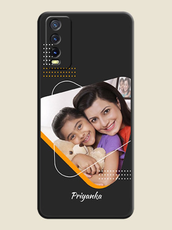 Custom Yellow Triangle on Photo on Space Black Soft Matte Phone Cover - Vivo Y20G