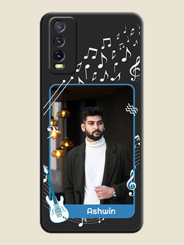 Custom Musical Theme Design with Text on Photo on Space Black Soft Matte Mobile Case - Vivo Y20i