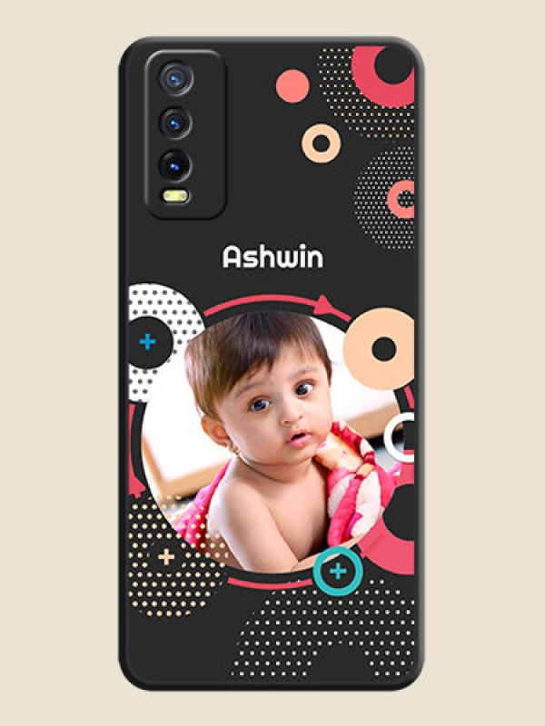 Custom Multicoloured Round Image on Personalised Space Black Soft Matte Cases - Vivo Y20i