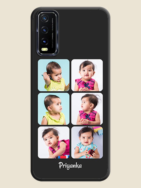 Custom Floral Art with 6 Image Holder on Photo on Space Black Soft Matte Mobile Case - Vivo Y20T