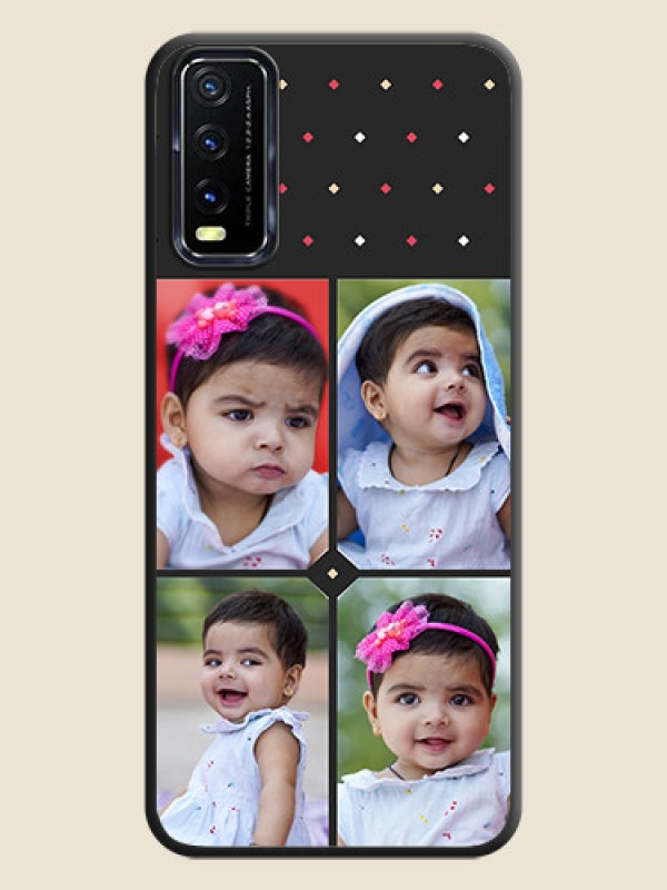 Custom Multicolor Dotted Pattern with 4 Image Holder on Space Black Custom Soft Matte Phone Cases - Vivo Y20T