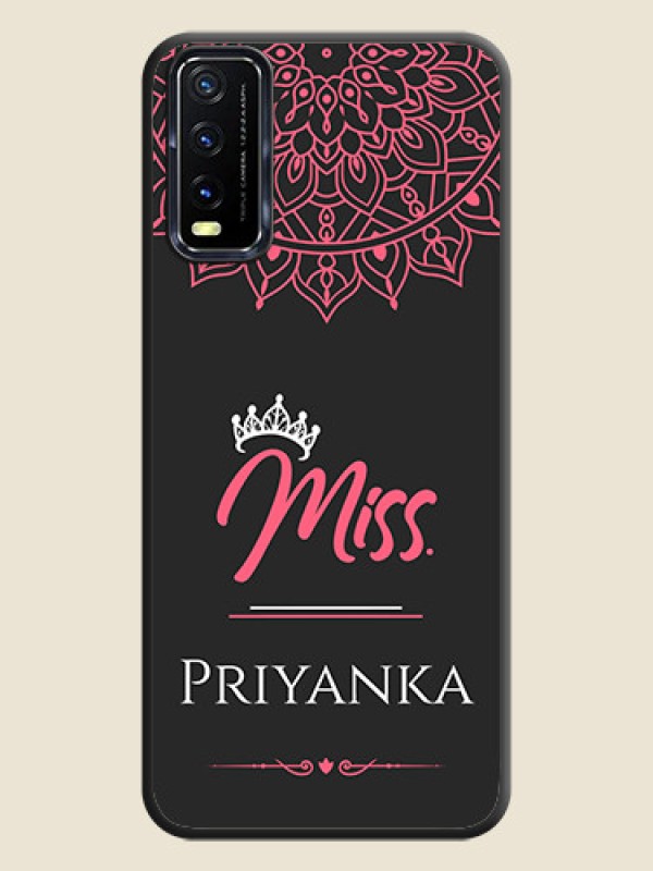 Custom Mrs Name with Floral Design on Space Black Personalized Soft Matte Phone Covers - Vivo Y20T