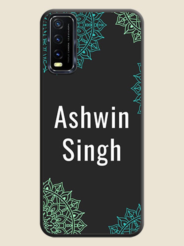 Custom Your Name with Floral Design on Space Black Custom Soft Matte Back Cover - Vivo Y20T