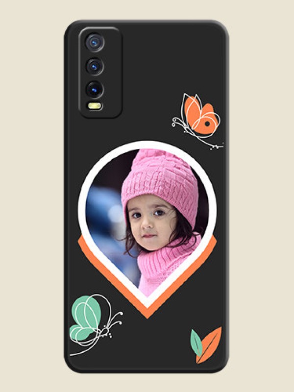 Custom Upload Pic With Simple Butterly Design On Space Black Personalized Soft Matte Phone Covers -Vivo Y20T