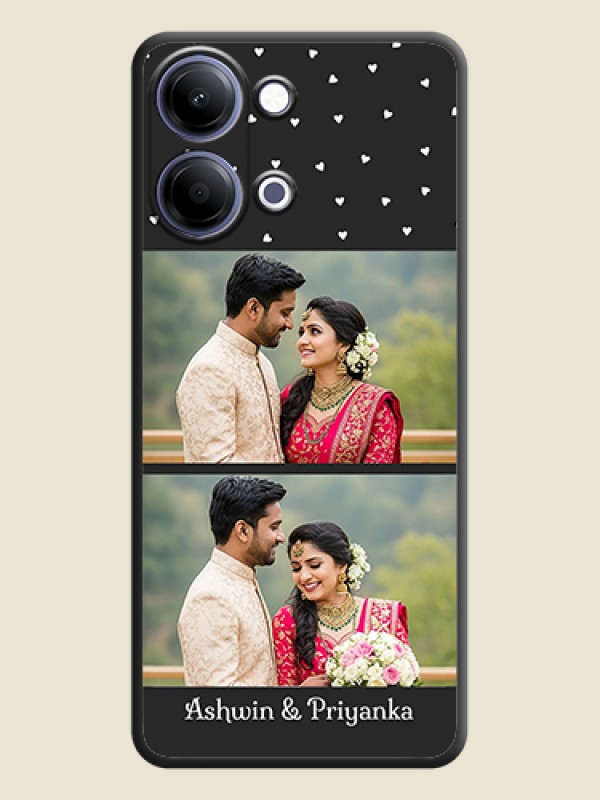 Custom Miniature Love Symbols with Name On Space Black Custom Soft Matte Mobile Back Cover - Vivo Y21 5G