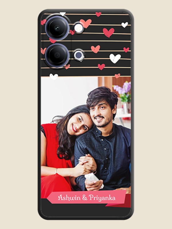Custom Love Pattern with Name on Pink Ribbon on Photo On Space Black Custom Soft Matte Mobile Back Cover - Vivo Y21 5G