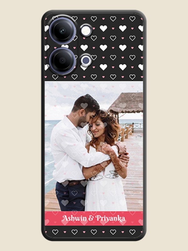 Custom White Color Love Symbols with Text Design on Photo On Space Black Custom Soft Matte Mobile Back Cover - Vivo Y21 5G