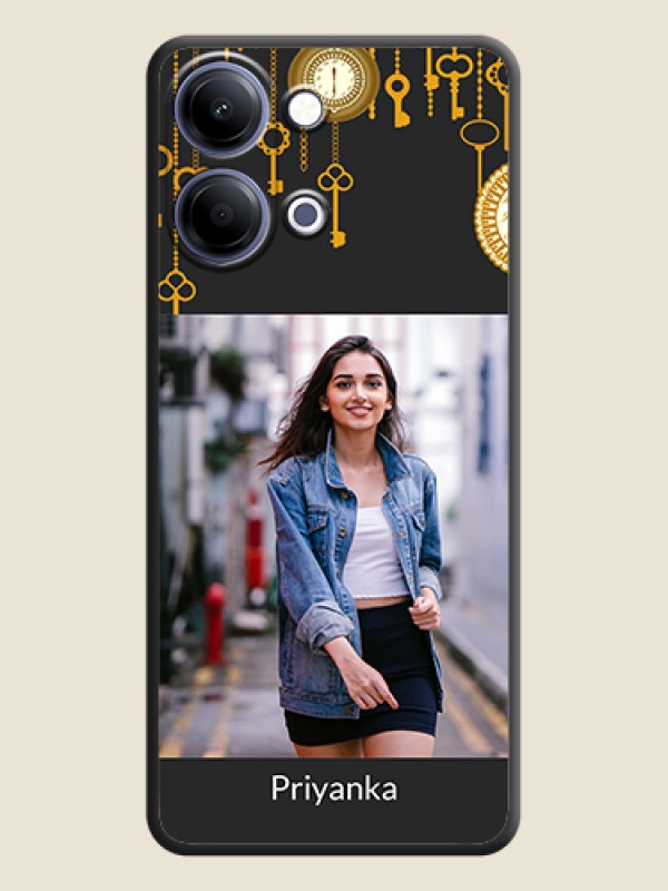 Custom Decorative Design with Text On Space Black Custom Soft Matte Mobile Back Cover - Vivo Y21 5G