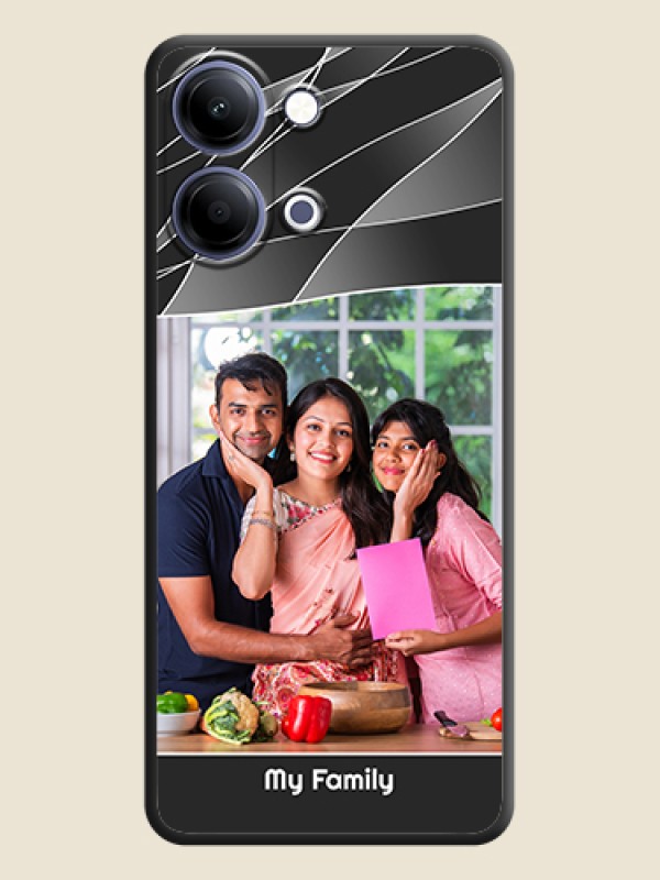 Custom Mixed Wave Lines on Photo On Space Black Custom Soft Matte Mobile Back Cover - Vivo Y21 5G