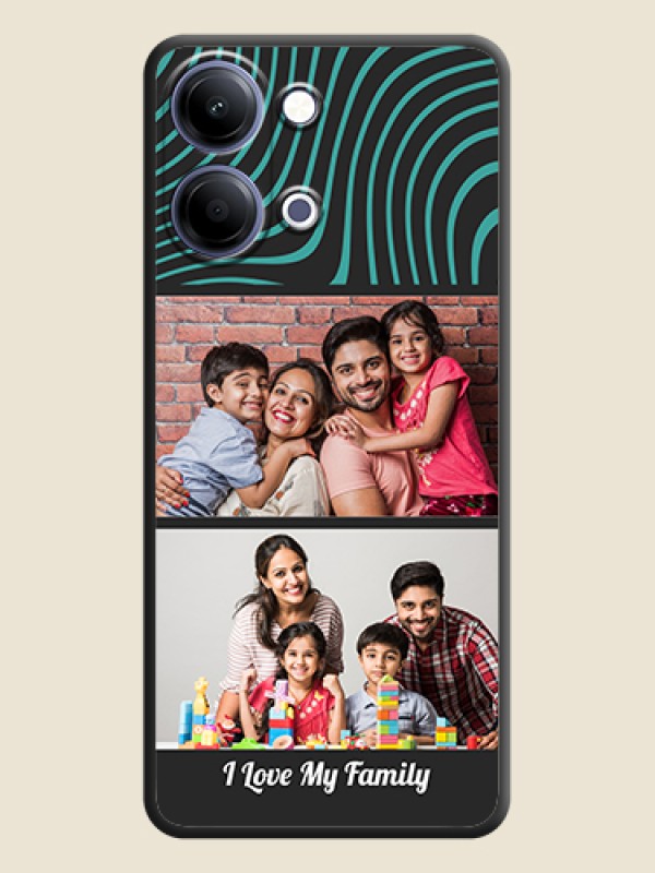Custom Wave Pattern with 2 Image Holder On Space Black Custom Soft Matte Mobile Back Cover - Vivo Y21 5G