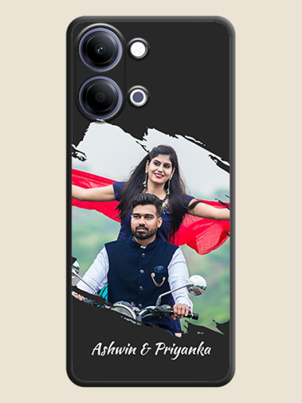 Custom Grunge Brush Strokes on Photo On Space Black Custom Soft Matte Mobile Back Cover - Vivo Y21 5G