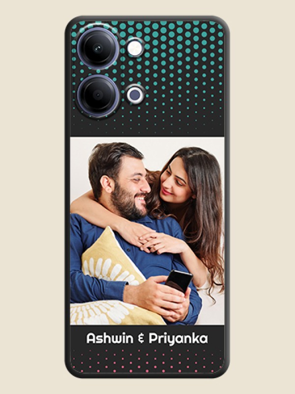 Custom Faded Dots with Grunge Photo Frame and Text On Space Black Custom Soft Matte Mobile Back Cover - Vivo Y21 5G