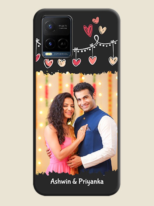 Custom Pink Love Hangings with Name on Space Black Custom Soft Matte Phone Cases - Vivo Y21