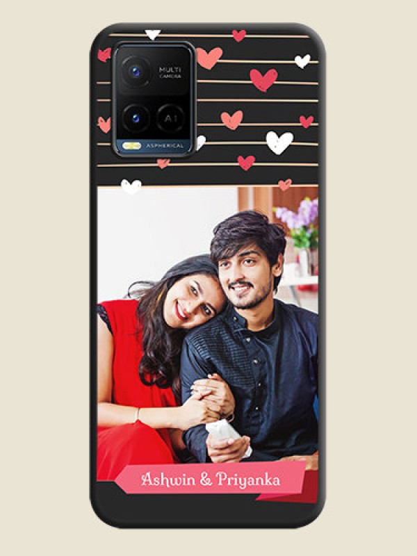 Custom Love Pattern with Name on Pink Ribbon  on Photo on Space Black Soft Matte Back Cover - Vivo Y21