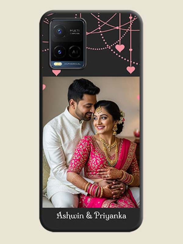 Custom Pink Love Hangings with Text on Space Black Custom Soft Matte Back Cover - Vivo Y21