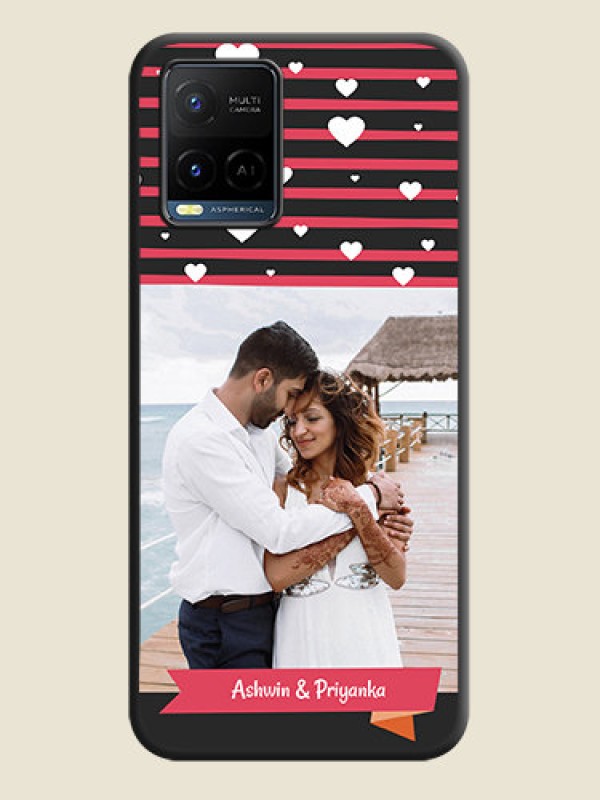 Custom White Color Love Symbols with Pink Lines Pattern on Space Black Custom Soft Matte Phone Cases - Vivo Y21