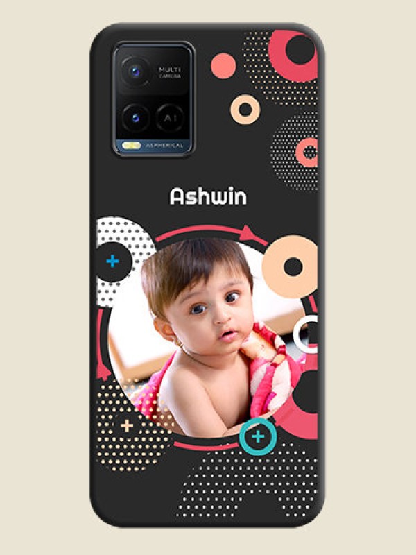 Custom Multicoloured Round Image on Personalised Space Black Soft Matte Cases - Vivo Y21