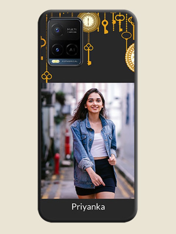 Custom Decorative Design with Text on Space Black Custom Soft Matte Back Cover - Vivo Y21