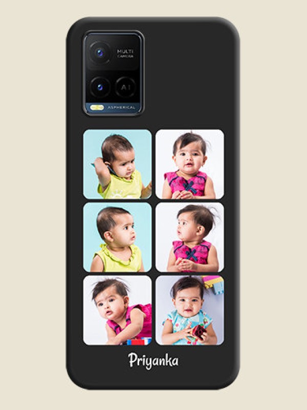 Custom Floral Art with 6 Image Holder on Photo on Space Black Soft Matte Mobile Case - Vivo Y21