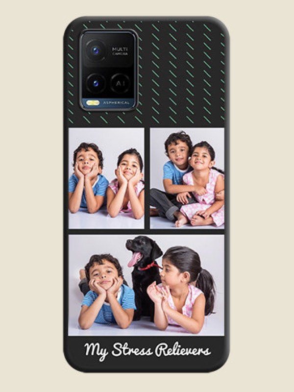 Custom Cross Dotted Pattern with 2 Image Holder  on Personalised Space Black Soft Matte Cases - Vivo Y21