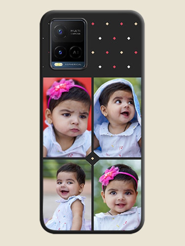 Custom Multicolor Dotted Pattern with 4 Image Holder on Space Black Custom Soft Matte Phone Cases - Vivo Y21