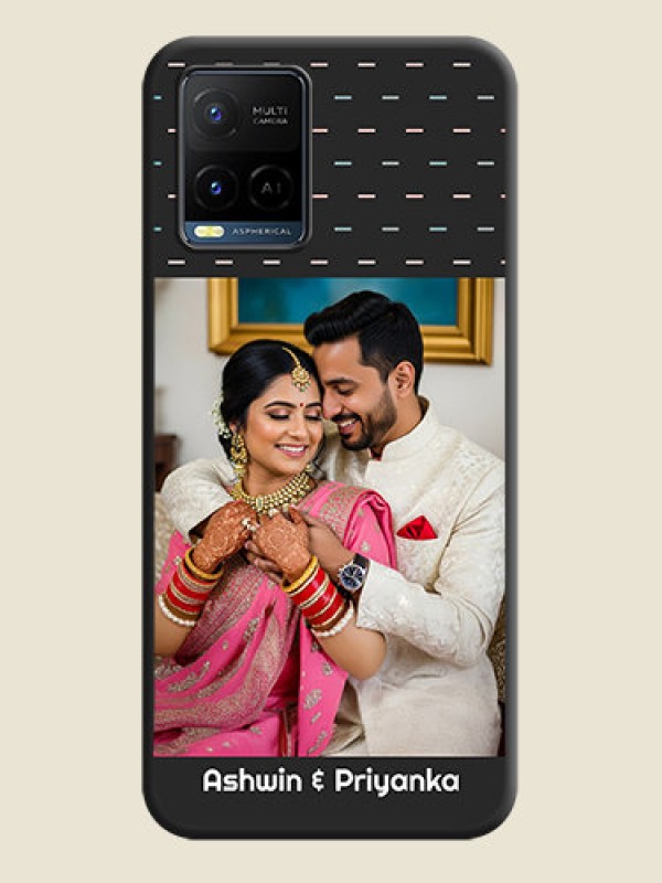 Custom Line Pattern Design with Text on Space Black Custom Soft Matte Phone Back Cover - Vivo Y21