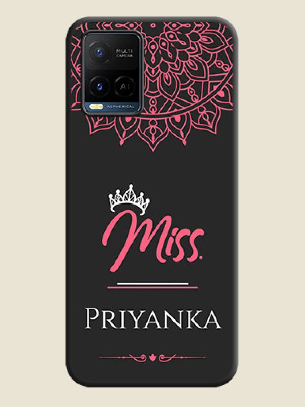 Custom Mrs Name with Floral Design on Space Black Personalized Soft Matte Phone Covers - Vivo Y21