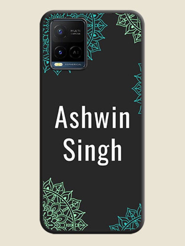 Custom Your Name with Floral Design on Space Black Custom Soft Matte Back Cover - Vivo Y21