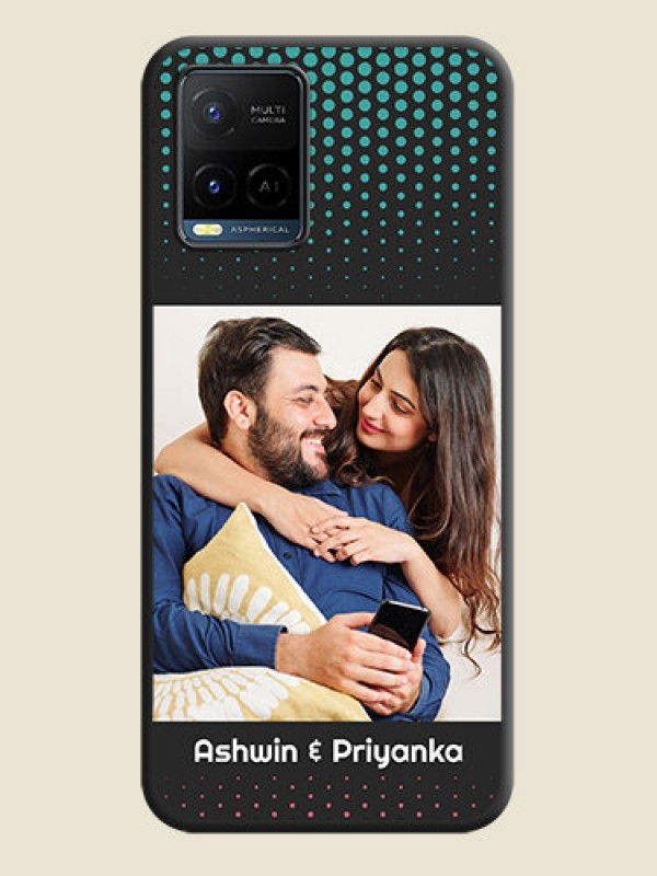 Custom Faded Dots with Grunge Photo Frame and Text on Space Black Custom Soft Matte Phone Cases - Vivo Y21