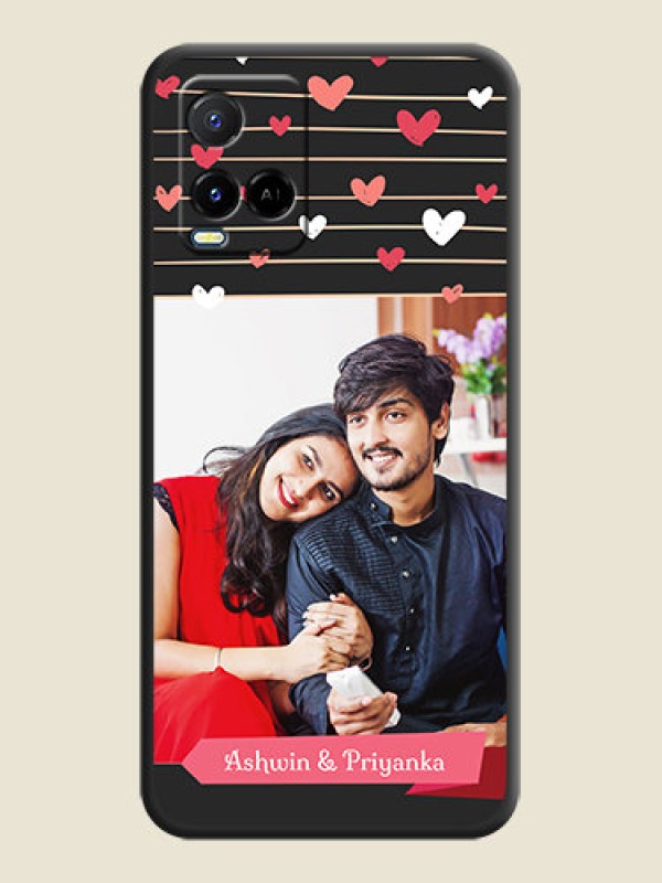Custom Love Pattern with Name on Pink Ribbon  on Photo on Space Black Soft Matte Back Cover - Vivo Y21A
