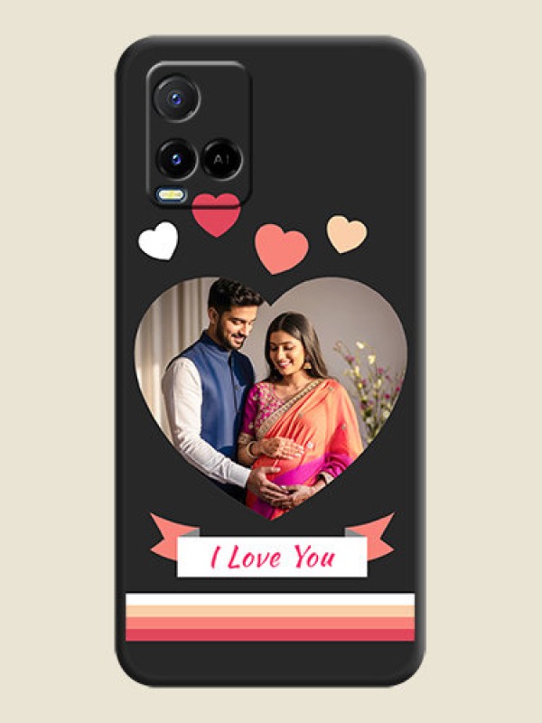 Custom Love Shaped Photo with Colorful Stripes on Personalised Space Black Soft Matte Cases - Vivo Y21A