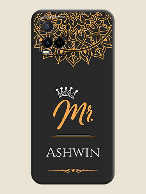 Custom Mr Name with Floral Design  on Personalised Space Black Soft Matte Cases - Vivo Y21A