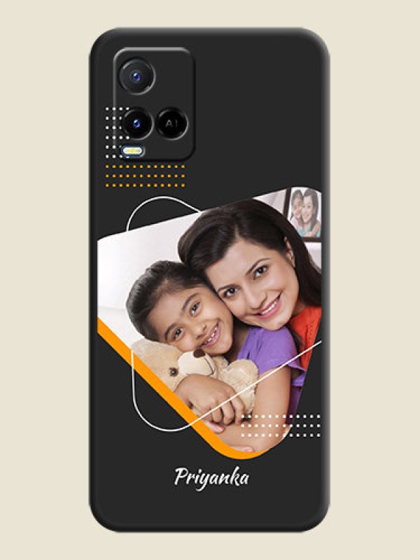 Custom Yellow Triangle on Photo on Space Black Soft Matte Phone Cover - Vivo Y21A