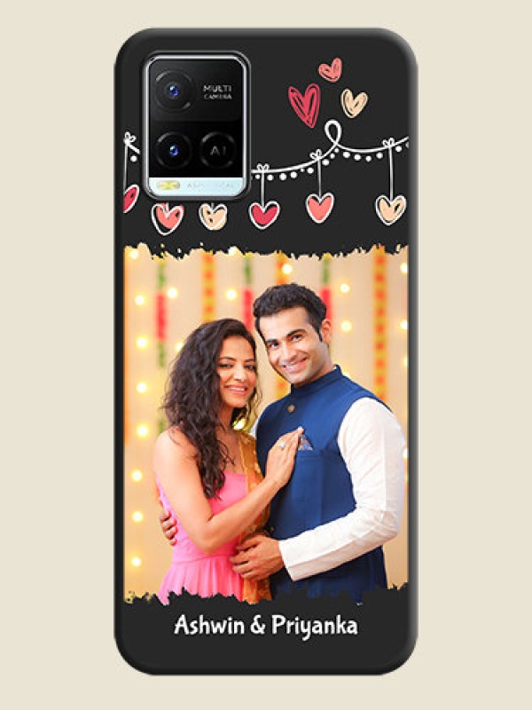 Custom Pink Love Hangings with Name on Space Black Custom Soft Matte Phone Cases - Vivo Y21e