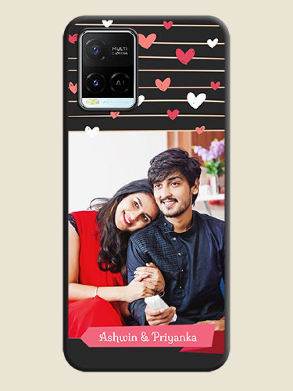 Custom Love Pattern with Name on Pink Ribbon  on Photo on Space Black Soft Matte Back Cover - Vivo Y21e