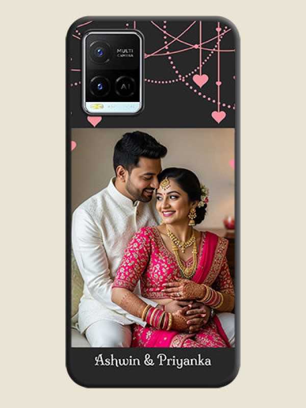 Custom Pink Love Hangings with Text on Space Black Custom Soft Matte Back Cover - Vivo Y21e