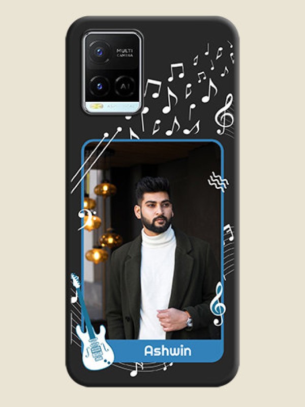 Custom Musical Theme Design with Text on Photo on Space Black Soft Matte Mobile Case - Vivo Y21e