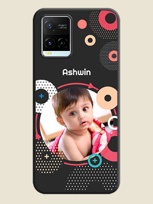 Custom Multicoloured Round Image on Personalised Space Black Soft Matte Cases - Vivo Y21e