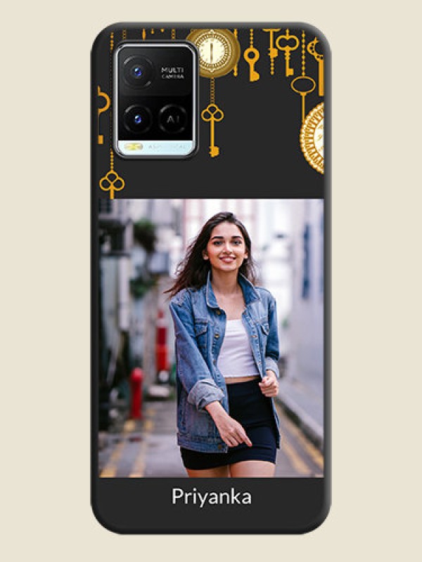 Custom Decorative Design with Text on Space Black Custom Soft Matte Back Cover - Vivo Y21e