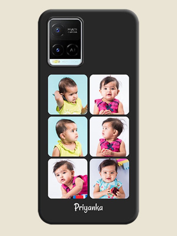 Custom Floral Art with 6 Image Holder on Photo on Space Black Soft Matte Mobile Case - Vivo Y21e